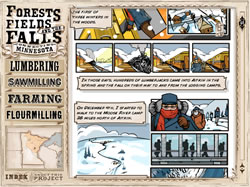 Screenshot of lumbering graphic novel